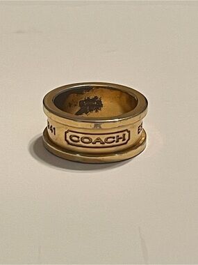 Coach Gold-Tone Logo Band Ring